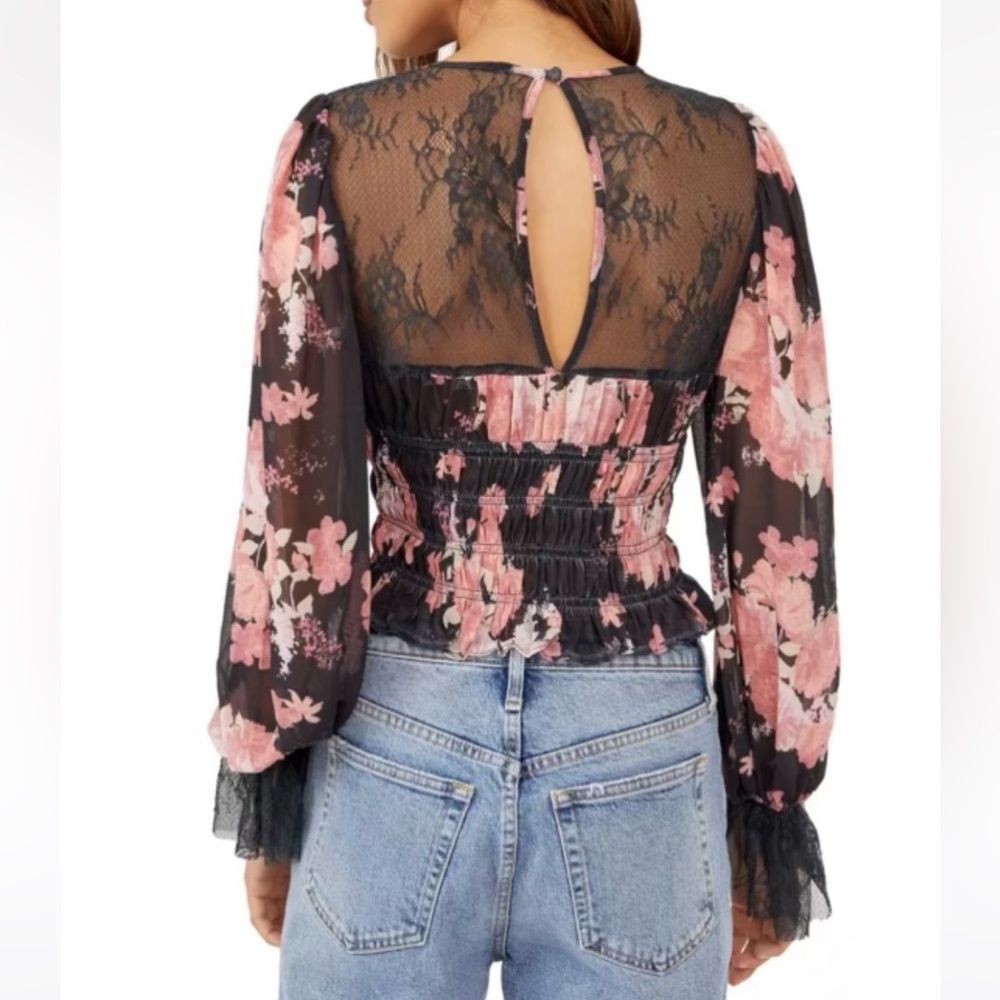 🌿NWT•Free People•Daphne Blouse•Floral•Lace•Size S•